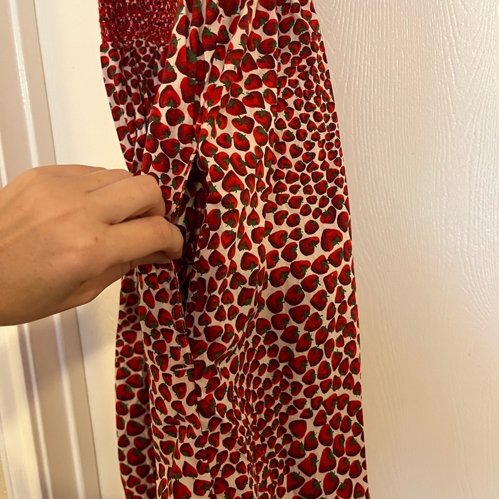 J. Crew Strawberry Smocked Midi Dress with Tie Shoulders - Picture 4 of 6